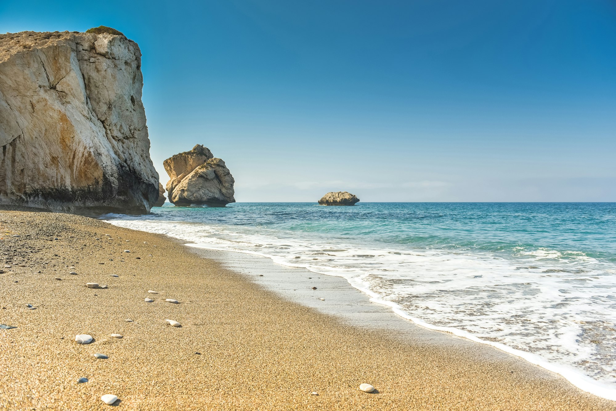 Sea bay and beach. Aphrodite's rock, Cyprus